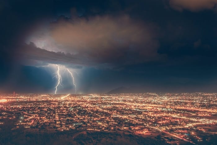 Major storms can cause a data center outage.
