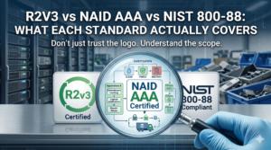 R2v3 vs NAID AAA vs NIST 800-88: What Each Standard Actually Covers