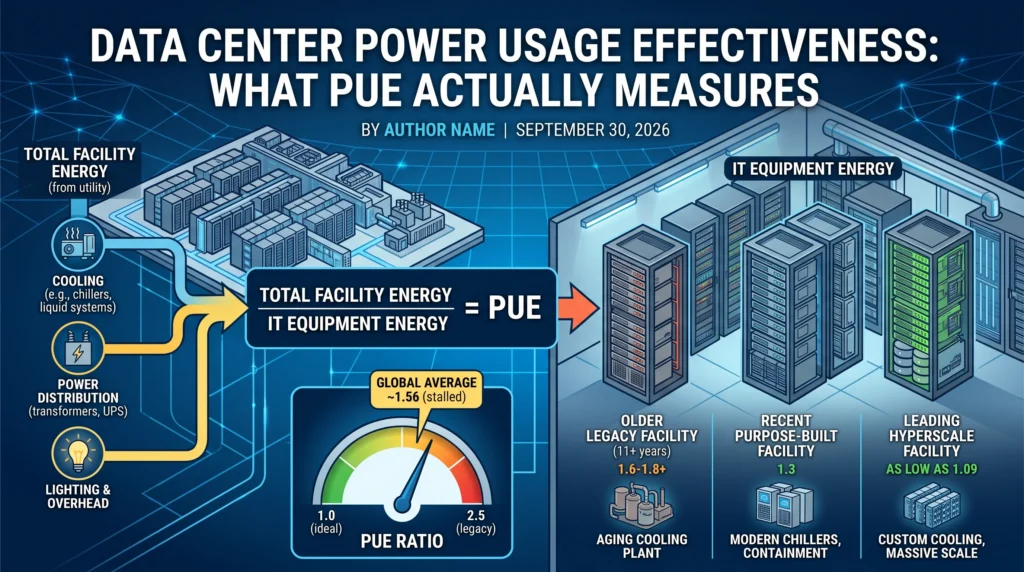 Data Center Power Usage Effectiveness: What PUE Actually Measures